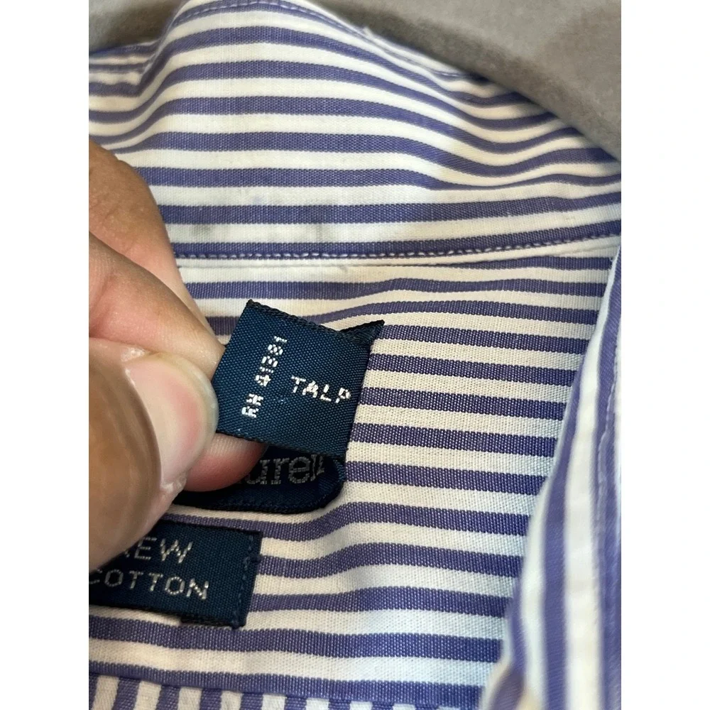 Polo Ralph Lauren Andrew Shirt Mens 17 32/33 Blue White Stripe Cotton LS Shirt